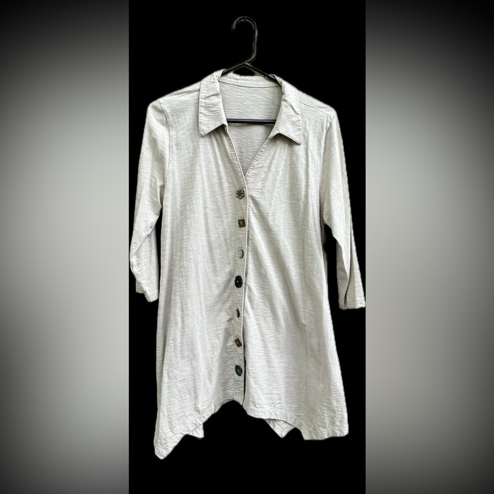 Soft Surroundings Cream Button-Down Shirt